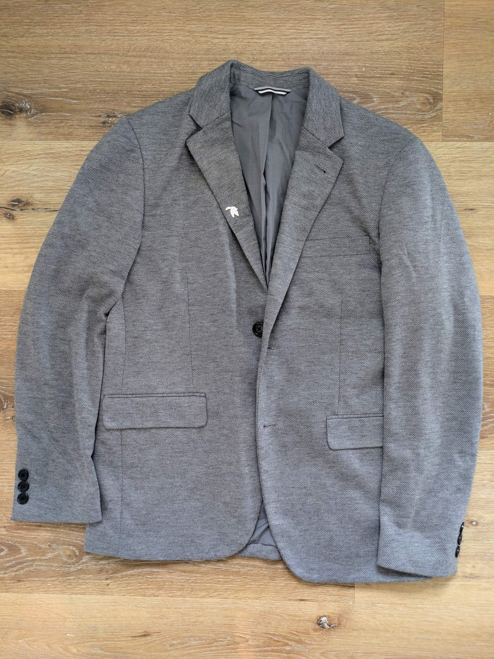Frank & Oak Laurier Fit Gray Textured Blazer Men's 36S Slim Tailored